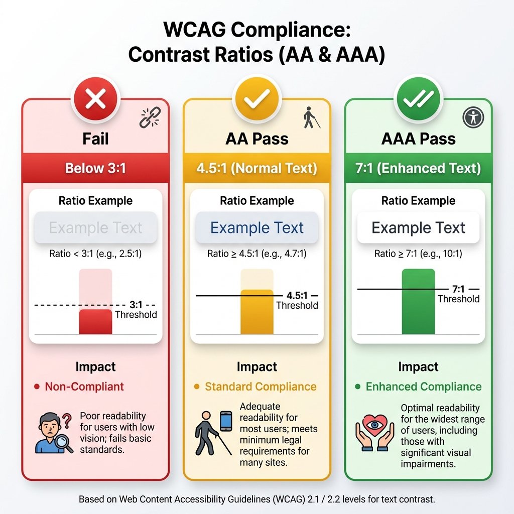 WCAG Compliance Levels - AA and AAA Contrast Ratios